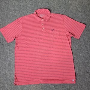 Peter Millar Crown Comfort Men's Golf Polo Shirt XL Red Blue Striped Club Logo A